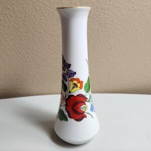 Kalocsa Vintage Porcelain Vase Handpainted Folk Art Floral Made in Hungary